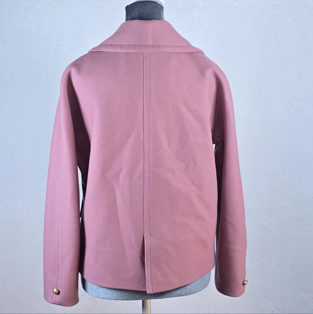 J.Crew Italian Melton Wool Cropped Peacoat Old Money Double Breasted Blazer Sz.2 - Picture 8 of 16